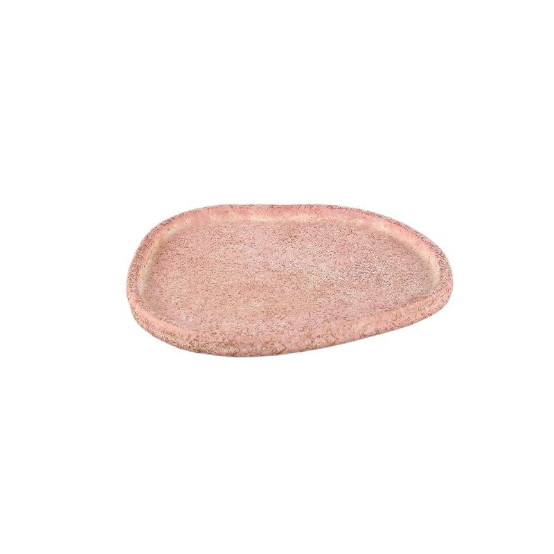 Teller - Zement, organische Form, strukturierte Oberfläche, Rosa, flaches Profil, S – Killeen | PTMD