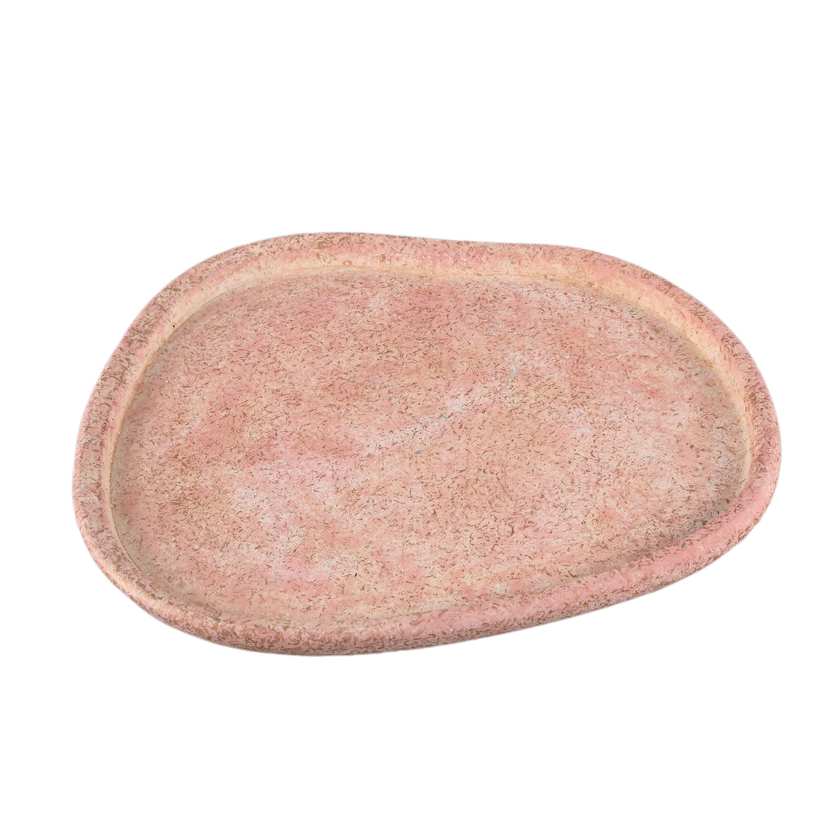Plate - Cement, organic shape, textured surface, Pink, flat profile, L - Killeen | PTMD