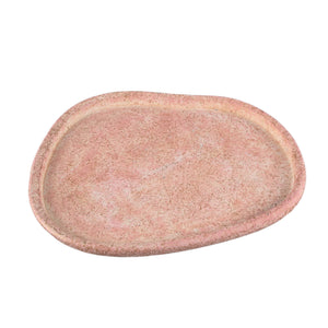 Plate - Cement, organic shape, textured surface, Pink, flat profile, L - Killeen | PTMD
