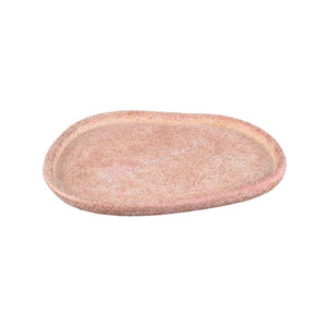 Plate - Cement, organic shape, textured surface, Pink, flat profile, L - Killeen | PTMD