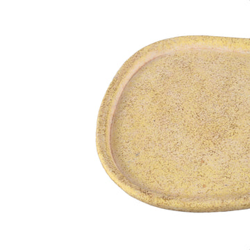 Plate - Cement, organic shape, textured surface, Yellow, flat profile, L - Killeen | PTMD