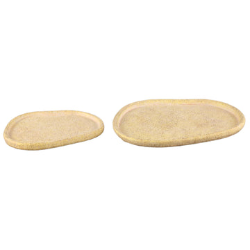 Plate - Cement, organic shape, textured surface, Yellow, flat profile, L - Killeen | PTMD