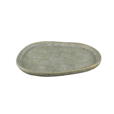 Plate - cement, organic shape, green, flat profile, L – Killeen | PTMD