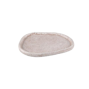 Plate - Cement, organic shape, textured surface, cream, flat profile, S – Killeen | PTMD