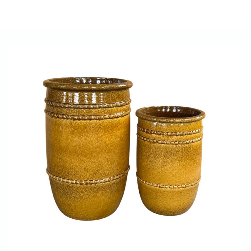 Pot – Terracotta Ceramic, Smooth Design, Yellow, L – Lilliah | PTMD