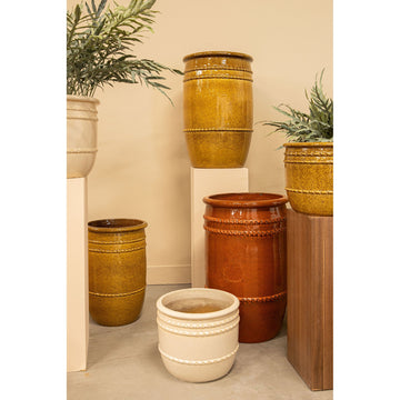 Topf – Niedriges Design, Runde Form, Keramik Material, Creme, L – Lilliah | PTMD