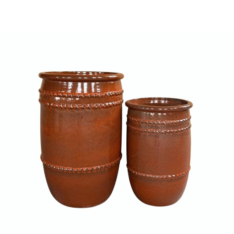 Pot - Terracotta Ceramic, Smooth Design, Orange, L - Lilliah | PTMD