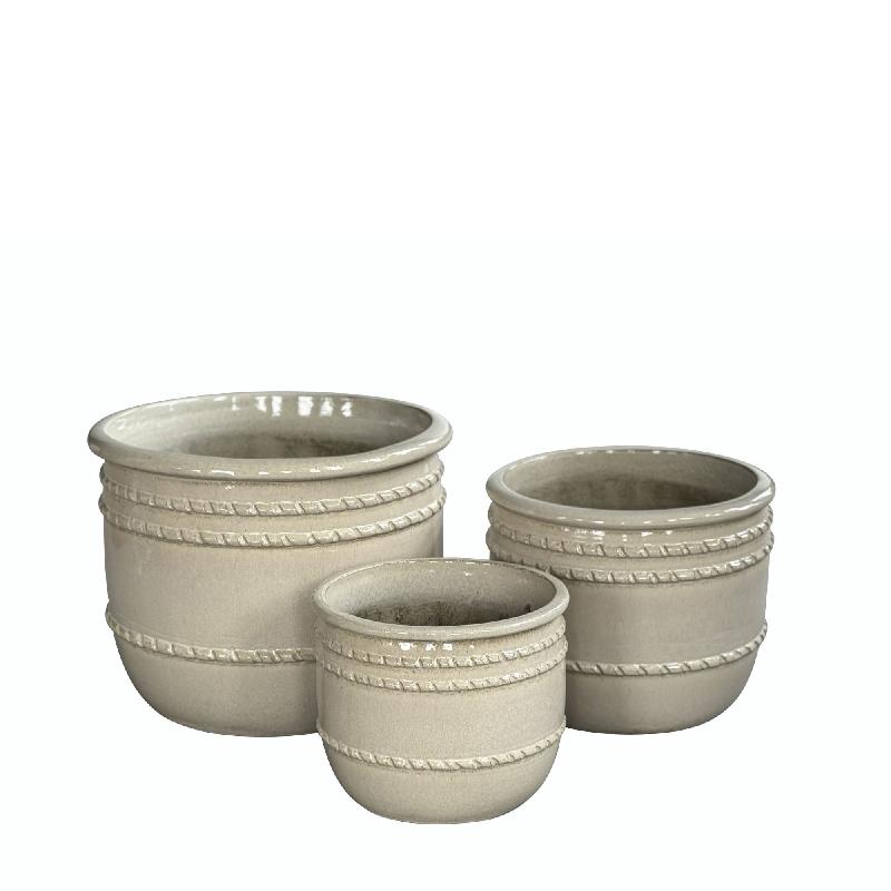 Pot – Terracotta Ceramic, Smooth Design, Cream, S, Low – Lilliah | PTMD
