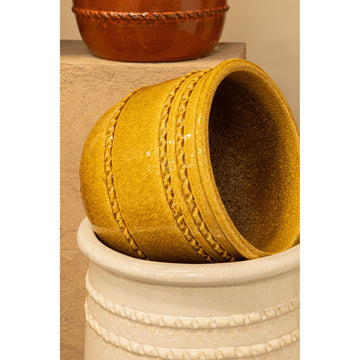 Topf – Niedriges Design, Runde Form, Keramik Material, Gelb, L – Lilliah | PTMD