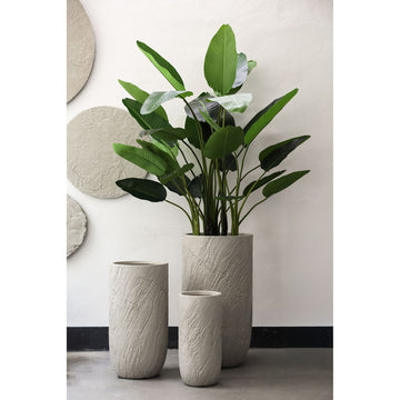 Pot – beige surface, cement material, tall shape, set of 3 – Berwin | PTMD