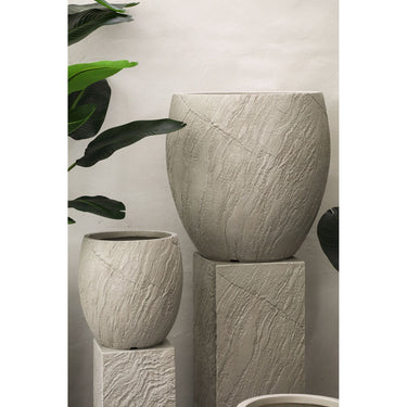 Topf – Steinoptik Design, Runde Form, Faserzement Material, Beige – Berwin | PTMD