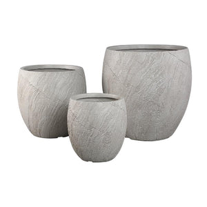 Pot – beige surface, cement material, stone look, set of 3 – Berwin | PTMD