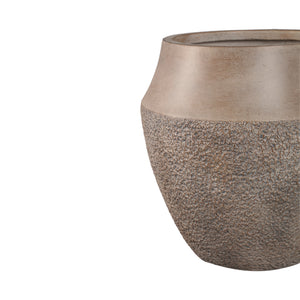 Pot – taupe finish, cement material, round shape, set of 2 – Pearce | PTMD