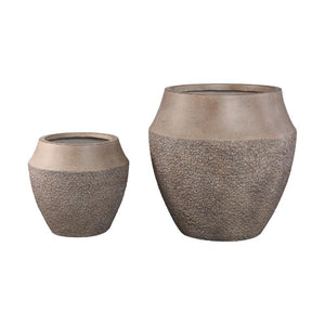 Pot – taupe finish, cement material, round shape, set of 2 – Pearce | PTMD