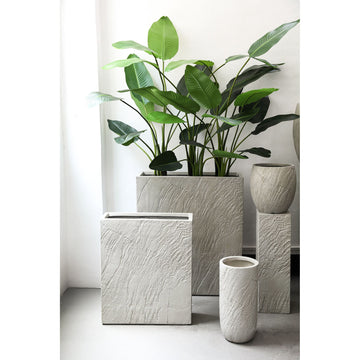 Pot – beige surface, cement material, rectangular shape, set of 2 – Berwin | PTMD