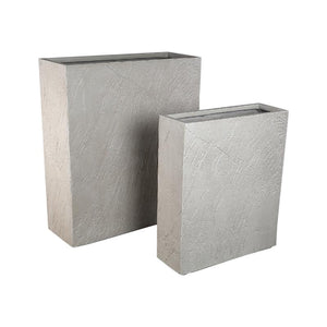 Pot – beige surface, cement material, rectangular shape, set of 2 – Berwin | PTMD