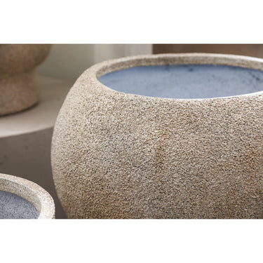 Topf – Beige Oberfläche, Zement Material, Kugel Form, 2er Set – Nihara | PTMD
