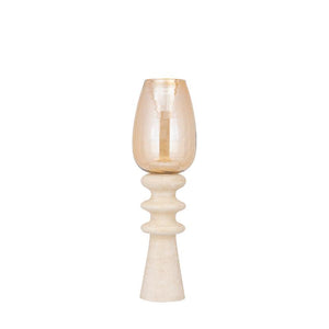 Windlicht – Modernes Design, Quadratische Form, Mangoholz Glas Material, Creme, S – Omya | PTMD