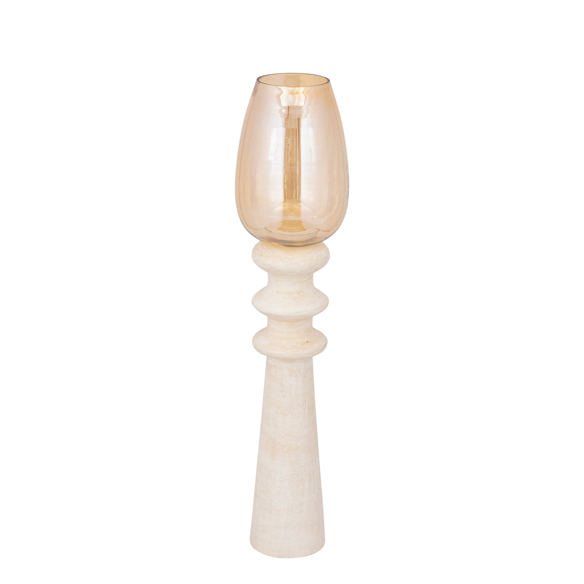 Windlicht – Modernes Design, Quadratische Form, Mangoholz Glas Material, Creme, L – Omya | PTMD