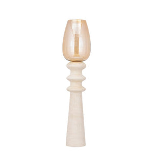 Windlicht – Modernes Design, Quadratische Form, Mangoholz Glas Material, Creme, L – Omya | PTMD