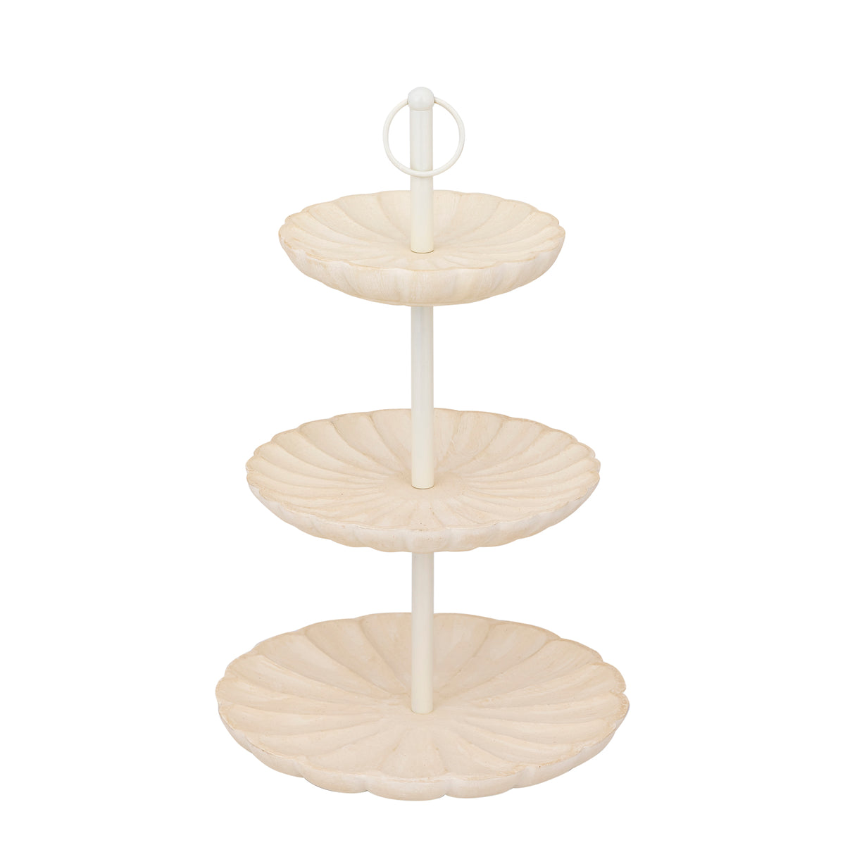 Etagere – Dreistufiges Design, Mangoholz Material, Runde Form, Creme – Meril | PTMD