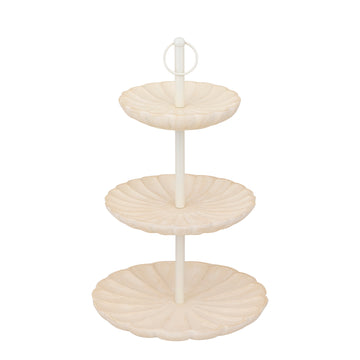 Tiered Stand - Mango wood, handmade, cream-colored, 3 tiers, round – Meril | PTMD