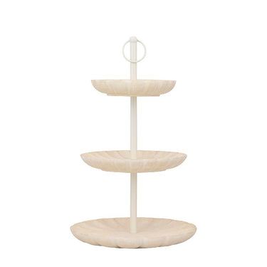 Etagere – Dreistufiges Design, Mangoholz Material, Runde Form, Creme – Meril | PTMD