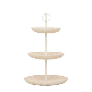 Etagere – Dreistufiges Design, Mangoholz Material, Runde Form, Creme – Meril | PTMD