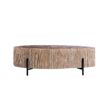 Couchtisch – Versteinertes Holz Optik, Fiberglas, Organische Form, Natur, L – Taly | PTMD