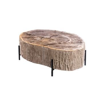 Couchtisch – Versteinertes Holz Optik, Fiberglas, Organische Form, Natur, L – Taly | PTMD