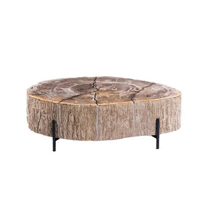 Couchtisch – Versteinertes Holz Optik, Fiberglas, Organische Form, Natur, L – Taly | PTMD