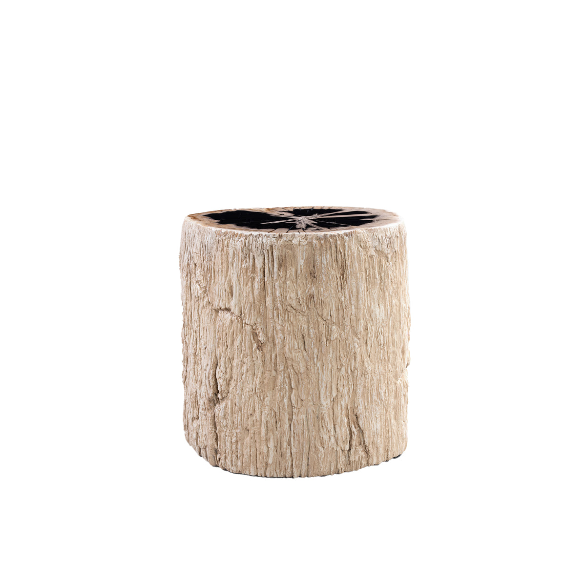 Stool - petrified wood, resin stone, round, natural, handmade - Taly | PTMD