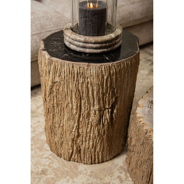 Stool - petrified wood, resin stone, round, natural, handmade - Taly | PTMD