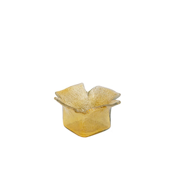 Teelichthalter aus Glas mit glänzend goldfarbener Oberfläche, organischer Form, stapelbar, S – Aliah | PTMD