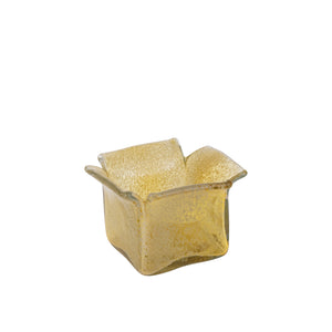 Teelichthalter aus Glas mit glänzend goldfarbener Oberfläche, organischer Form, stapelbar, L – Aliah | PTMD