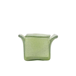 Teelichthalter aus Glas mit glänzend grüner Oberfläche, organischer Form, stapelbar, L – Aliah | PTMD