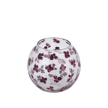 Windlicht – Blumendesign, Runde Form, Glasmaterial, Lila – Faron | PTMD