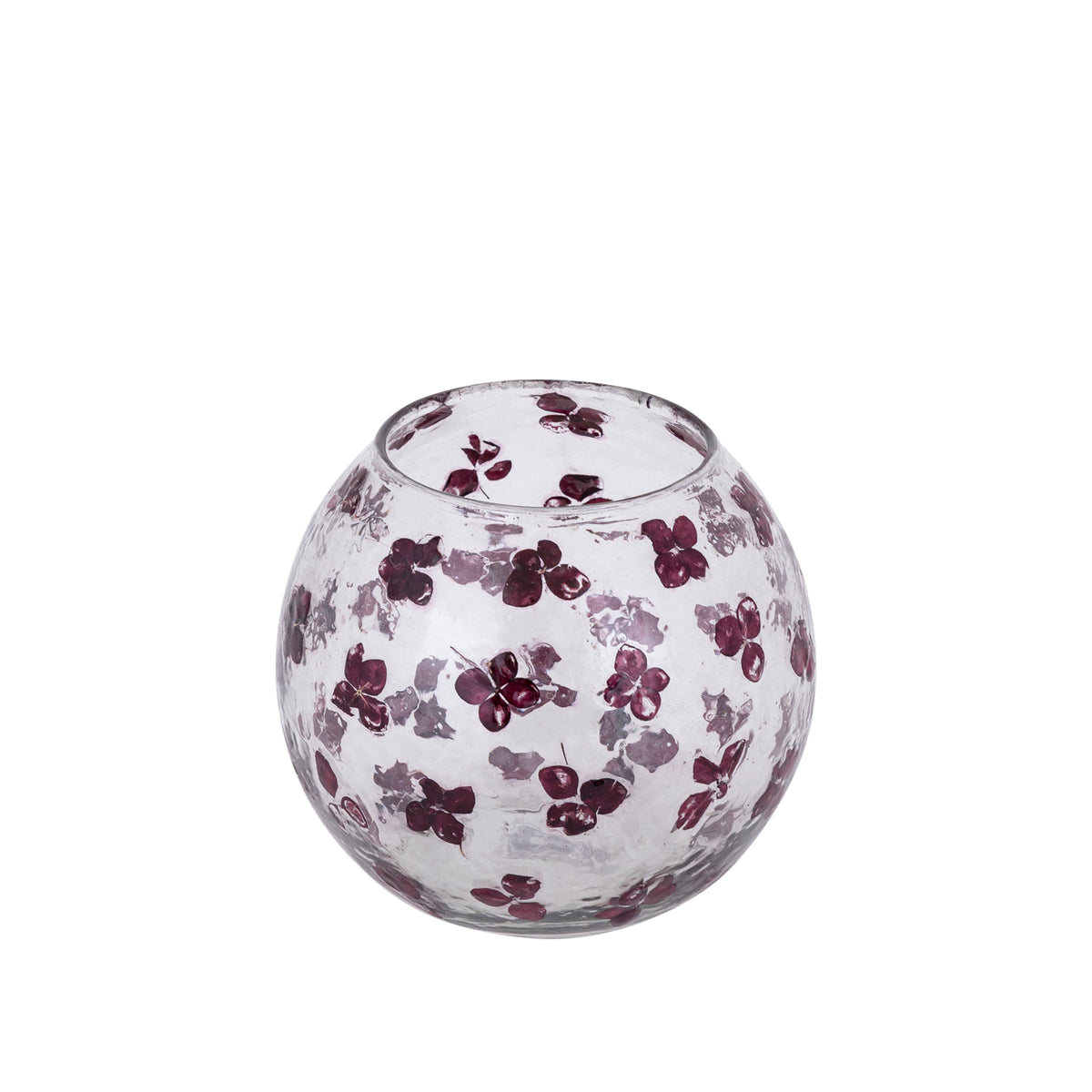 Tealight holder made of solid glass with purple floral mosaic, conical shape and stackable – Faron | PTMD