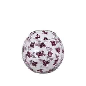 Tealight holder made of solid glass with purple floral mosaic, conical shape and stackable – Faron | PTMD