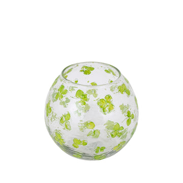 Lantern made of solid glass with green floral mosaic, conical shape and stackable – Faron | PTMD