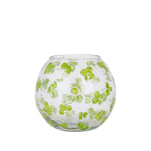 Windlicht – Blumendesign, Runde Form, Glasmaterial, Grün – Faron | PTMD
