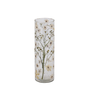 Vase – Straight Design, Leaf Mosaic Finish, White Color, M – Gresa | PTMD
