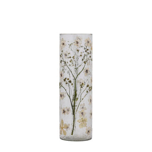 Vase – Straight Design, Leaf Mosaic Finish, White Color, M – Gresa | PTMD