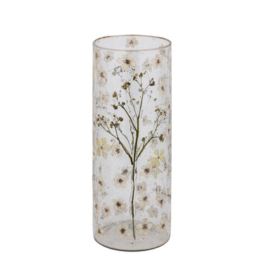Vase – Gerades Design, Blattmosaik Finish, Weiße Farbe, L – Gresa | PTMD