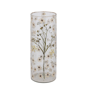 Vase – Straight Design, Leaf Mosaic Finish, White Color, L – Gresa | PTMD