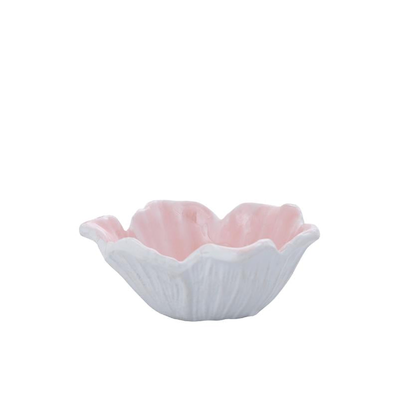 Bowl - Cast Aluminum, Floral Shape, Organic Contour, Light Pink, Enamel Finish, S – Wonda | PTMD