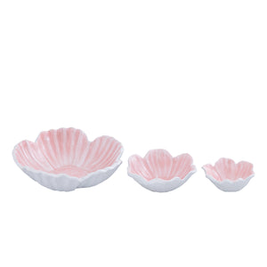 Bowl - Cast Aluminum, Floral Shape, Organic Contour, Light Pink, Enamel Finish, S – Wonda | PTMD