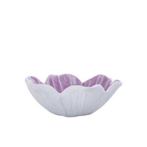 Bowl - cast aluminum, flower shape, organic contour, violet, enamel finish, M – Wonda | PTMD