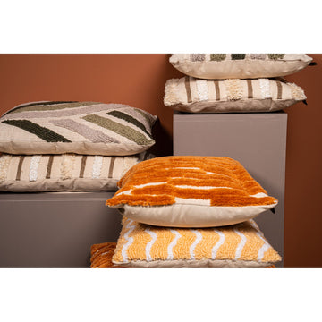 Kissen – Baumwolle, Gesticktes Muster, Quadratische Form, Orange, S – Genica | PTMD
