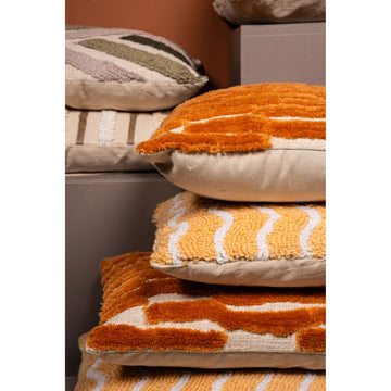 Kissen – Baumwolle, Gesticktes Muster, Rechteckige Form, Orange, L – Genica | PTMD